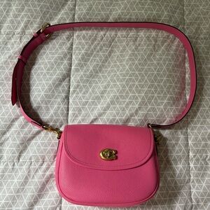 Coach Leather Crossbody Bag in Pink w/Brass